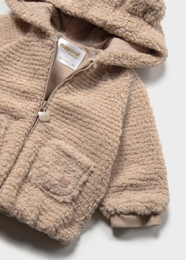 Felpa in Pelliccia con Zip e Cappuccio con Orecchie Neonata Mayoral