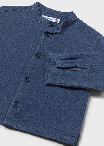 Camicia bambu' manica lunga blu neonato Mayoral