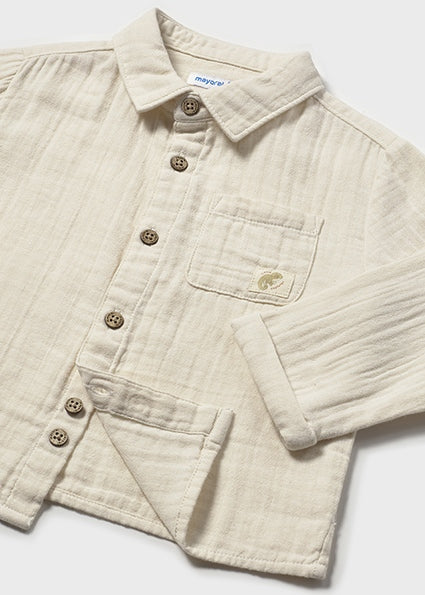 Camicia bambu' manica lunga beige neonato Mayoral