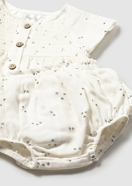 Completo neonata con blusa e coulotte panna Mayoral