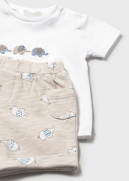 Completo neonato t-shirt e shorts elefantini Mayoral