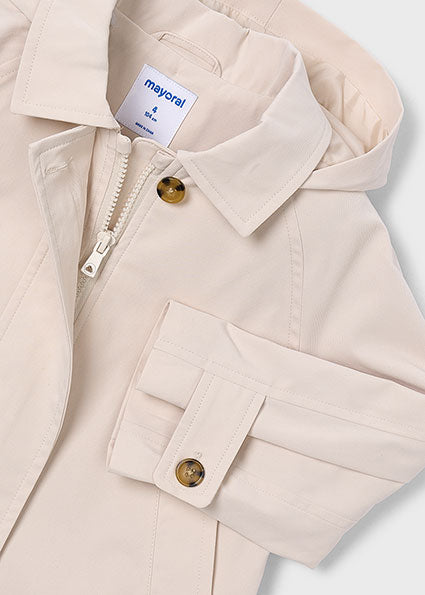 Giacca trench bambina beige con cappuccio Mayoral