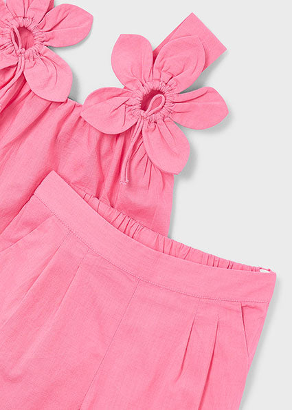 Completo pantalone e camicia bretelle bambina Mayoral