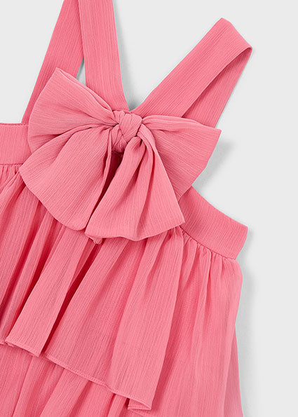 Abito Bambina Rosa con Fiocco e Balze – Eleganza da Cerimonia
