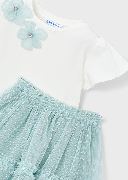 Completo bambina elegante con t-shirt e gonna in tulle Mayoral