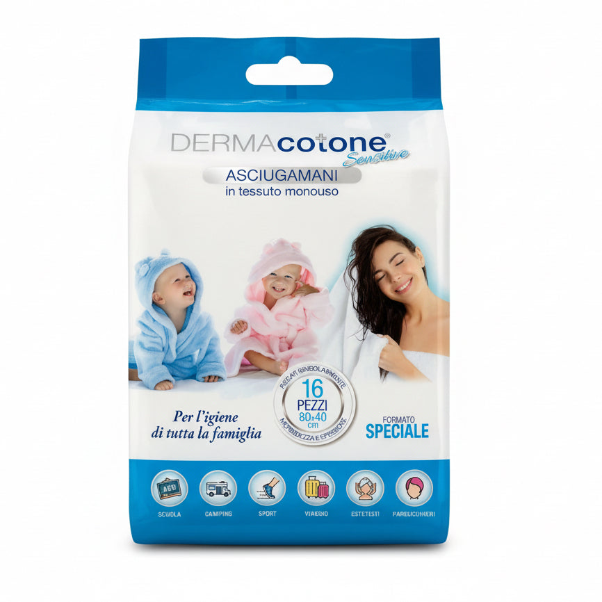 Derma Cotone Asciugamani Monouso 80x40 cm 16 Pezzi
