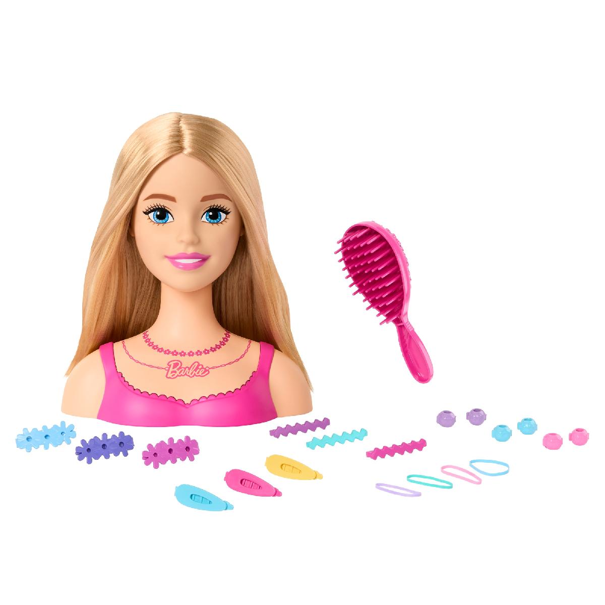 Barbie Testa da Acconciare con capelli biondi e 20 accessori Mattel HMD88