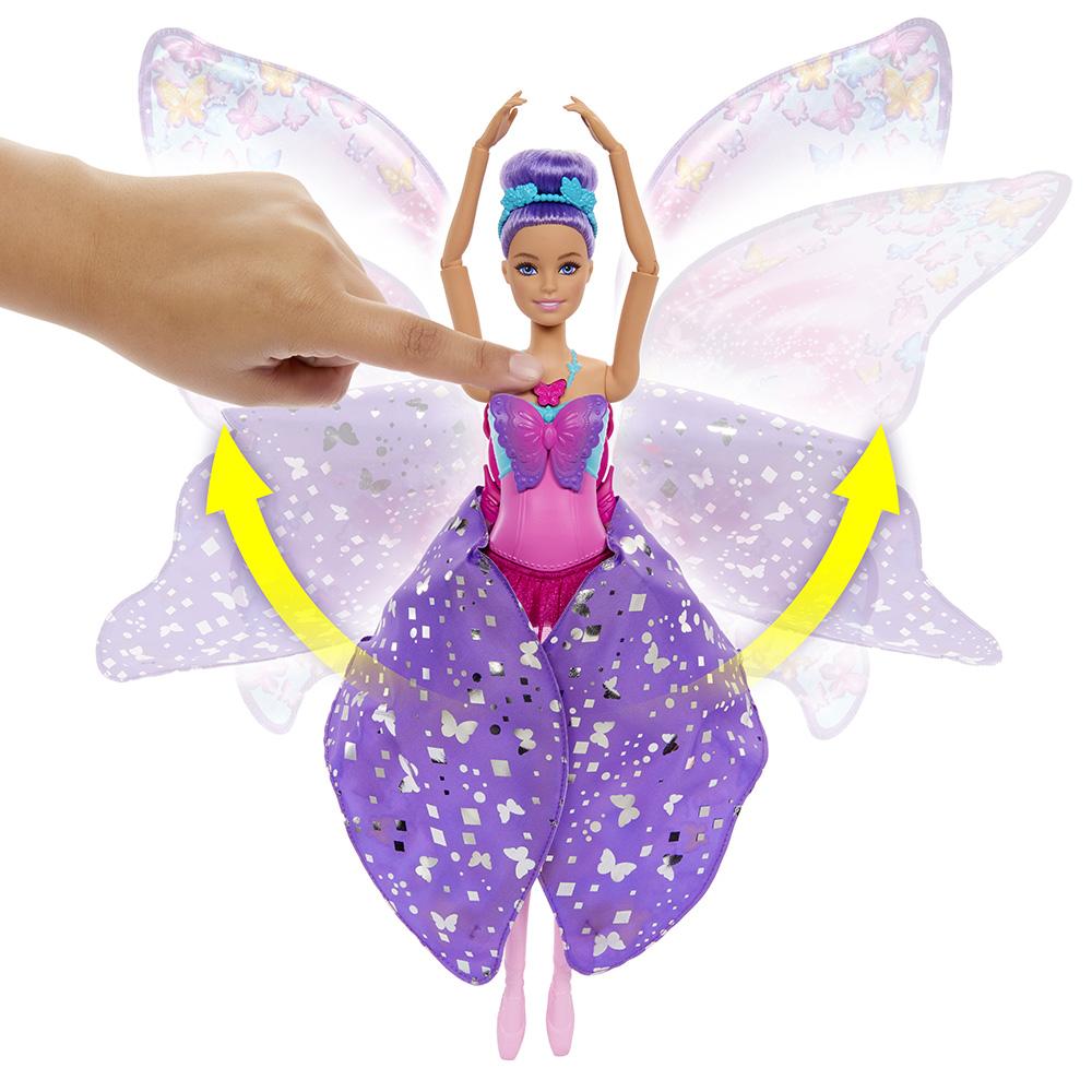 Barbie ballerina con capelli viola, tutù rosa e cerchietto floreale