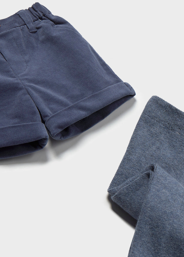 Completo neonato Mayoral 3 pezzi con maglioncino pantaloncino e calzamaglia