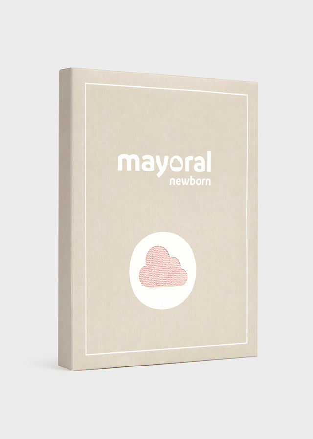 Confezione regalo Mayoral Newborn con completo neonata 3 pezzi rosa e écru
