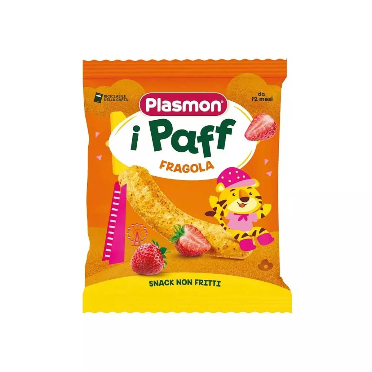 Snack di cereali Plasmon i Paff Fragola per la merenda dei bambini