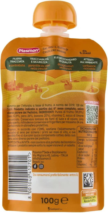 Plasmon Spremi & Gusta Mela Pera e Banana 100 g