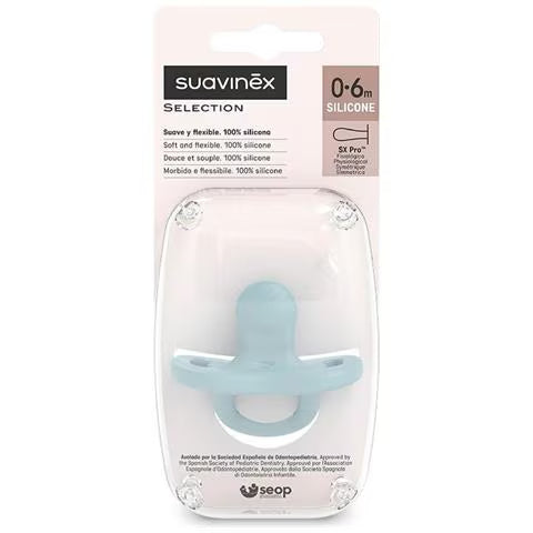 Suavinex Succhietto Silicone Colour Essence Fisio SX Pro 0/6 mesi – Azzurro