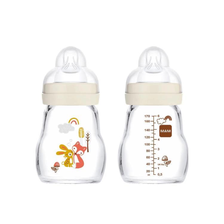 MAM Biberon in Vetro 260 ml Tortora – Resistente e Sicuro