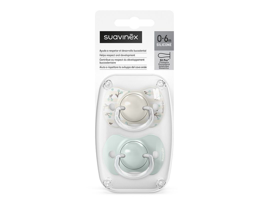 Suavinex Succhietto Birdies Verde Acqua Fisiologico 0-6 mesi (2 pz)