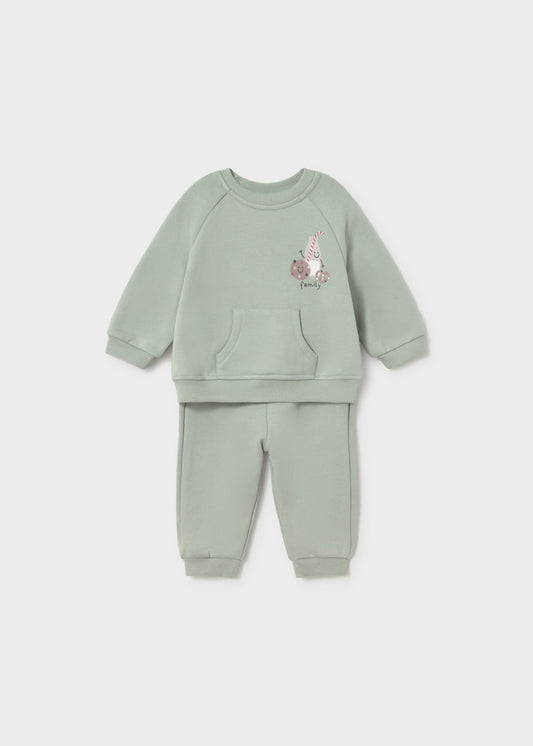 Tuta Neonato Unisex 2 Pezzi con Felpa e Pantalone Verde Acqua Mayoral