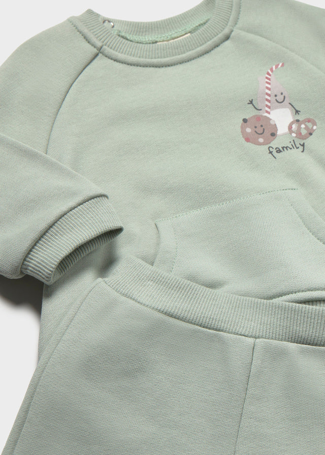 Tuta Neonato Unisex 2 Pezzi con Felpa e Pantalone Verde Acqua Mayoral