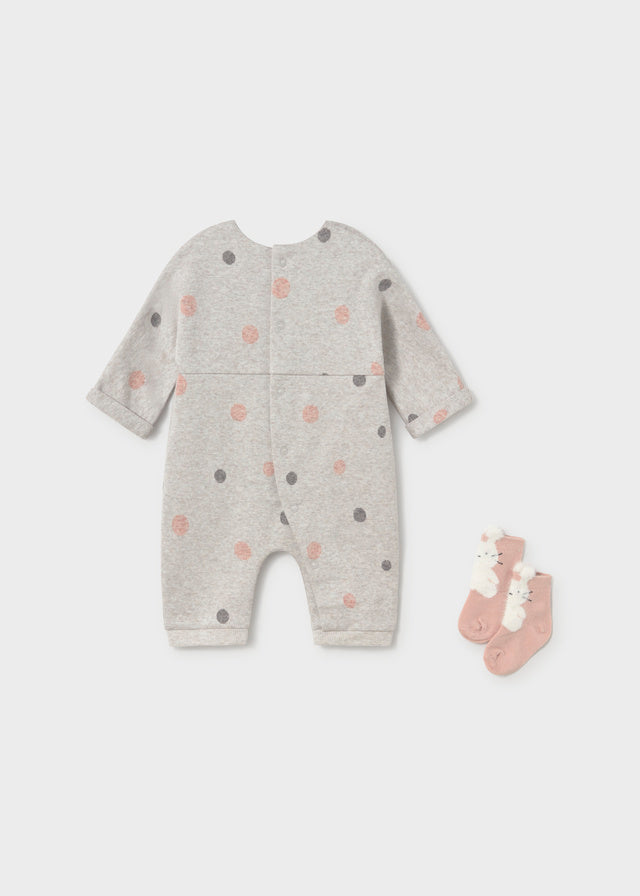 Tutina Neonata Grigio Mélange con Coniglietto e Calzini Mayoral