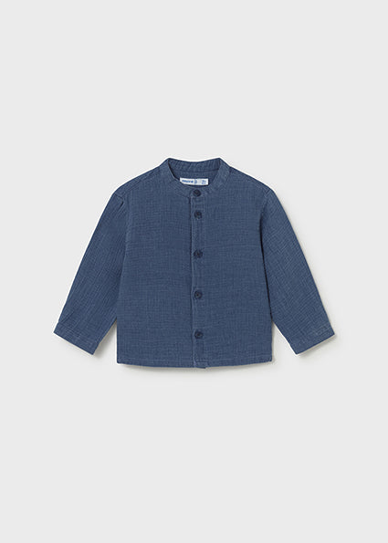Camicia bambu' manica lunga blu neonato Mayoral