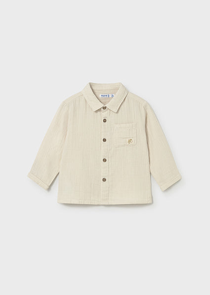 Camicia bambu' manica lunga beige neonato Mayoral
