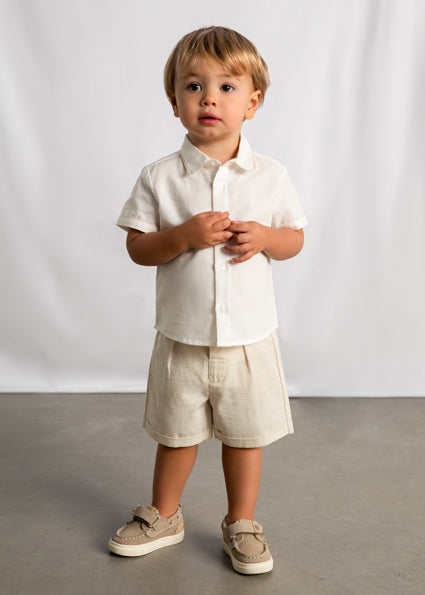 Completo neonato elegante con camicia e bermuda Mayoral