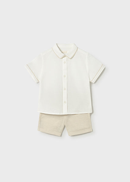Completo neonato elegante con camicia e bermuda Mayoral