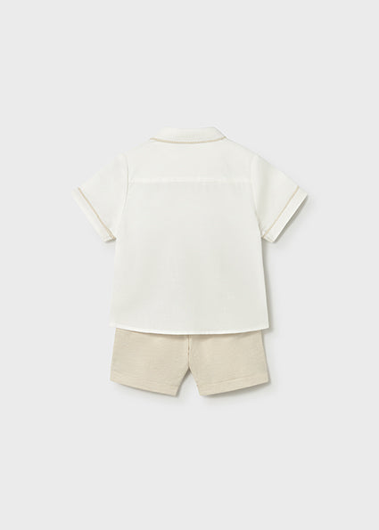 Completo neonato elegante con camicia e bermuda Mayoral