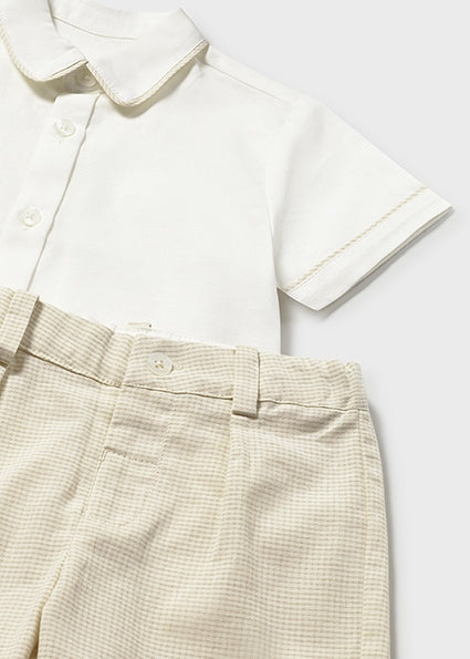 Completo neonato elegante con camicia e bermuda Mayoral