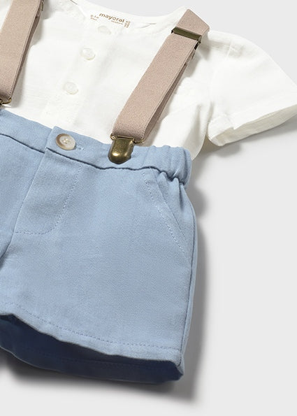 Completo neonato elegante con bretelle Mayoral