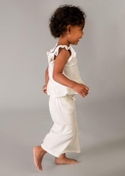 Completo bianco pantalone lungo e top neonata Mayoral