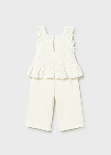 Completo bianco pantalone lungo e top neonata Mayoral