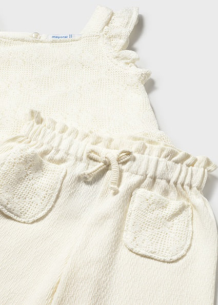Completo bianco pantalone lungo e top neonata Mayoral