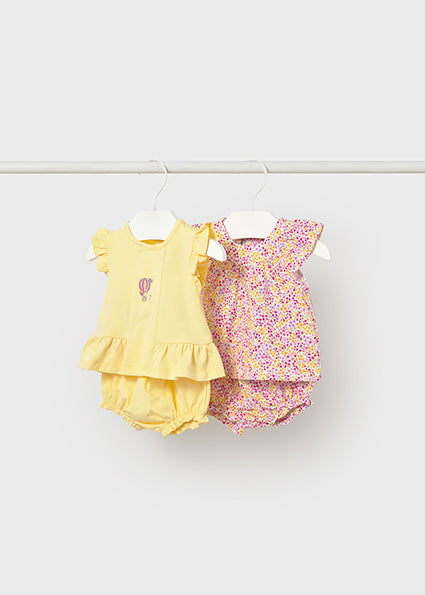 Completo pantaloncino e maglietta neonata Mayoral