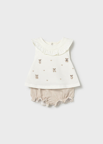 Completo neonata con blusa e coulotte Mayoral