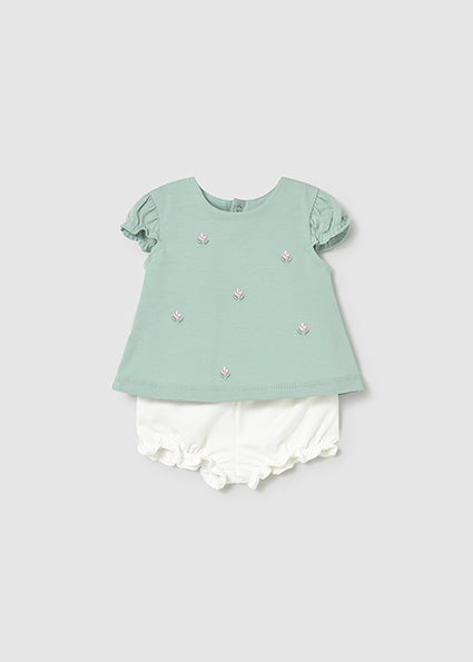 Completo neonata con blusa e coulotte Mayoral