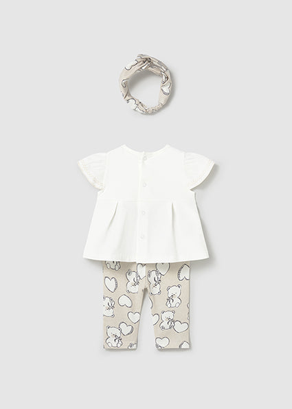 Completo leggings, maglietta e fascia neonata Mayoral