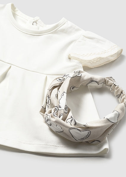 Completo leggings, maglietta e fascia neonata Mayoral