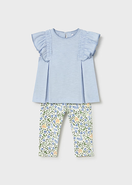 Completo neonata t-shirt con volant e leggings fantasia Mayoral