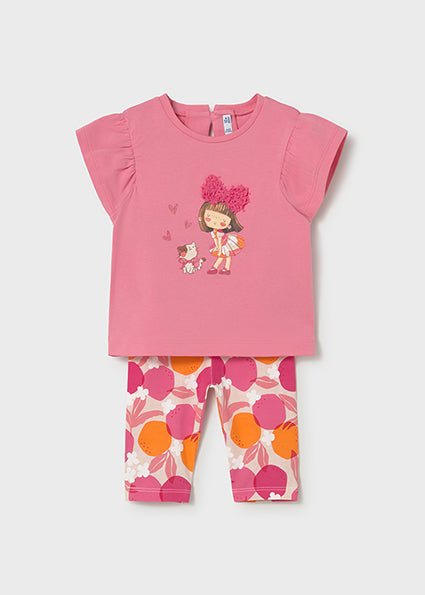 Completo maglietta e leggings neonata con bambolina Mayoral