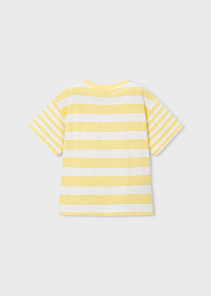 T-shirt bambino righe con stampa mare Mayoral