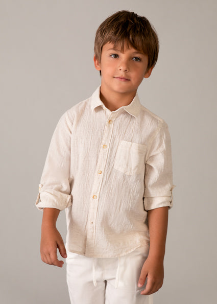 Camicia in lino manica lunga bambino Mayoral