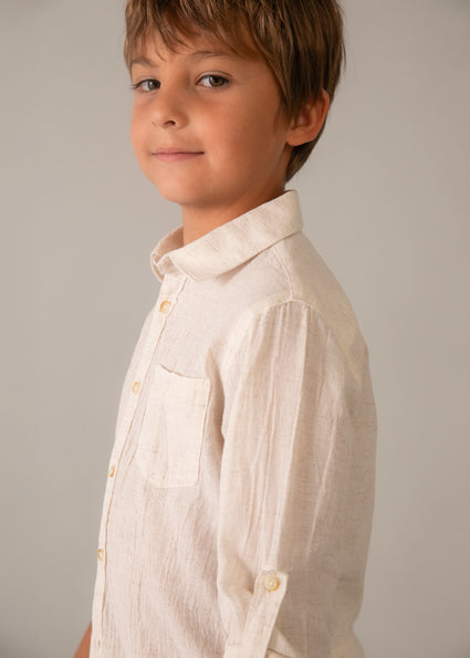 Camicia in lino manica lunga bambino Mayoral