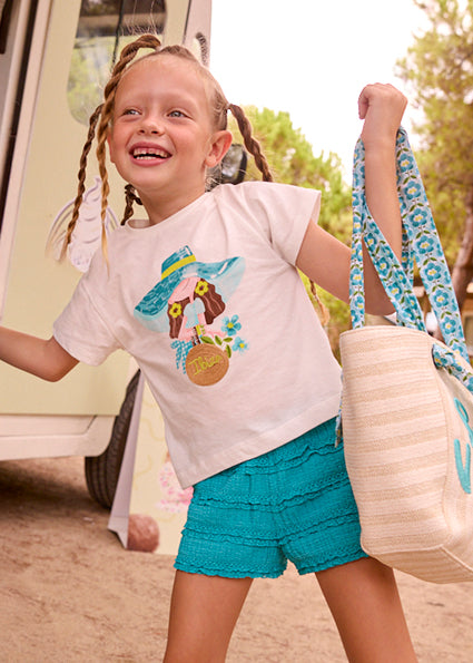 Completo bambina t-shirt e shorts turchese Mayoral
