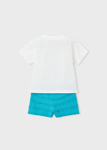 Completo bambina t-shirt e shorts turchese Mayoral