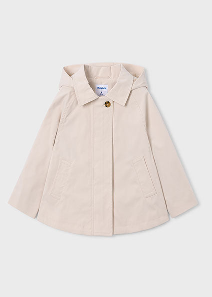 Giacca trench bambina beige con cappuccio Mayoral
