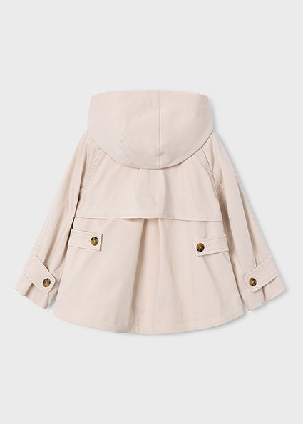 Giacca trench bambina beige con cappuccio Mayoral