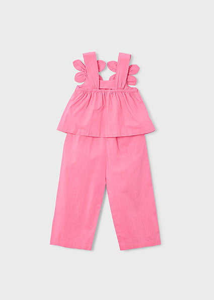 Completo pantalone e camicia bretelle bambina Mayoral