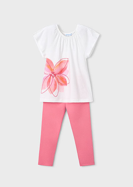 Completo bambina con t-shirt floreale e leggings Mayoral
