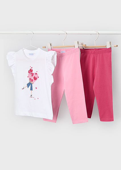 Completo 2 leggings e maglietta bambina Mayoral