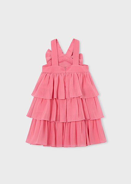 Abito Bambina Rosa con Fiocco e Balze – Eleganza da Cerimonia